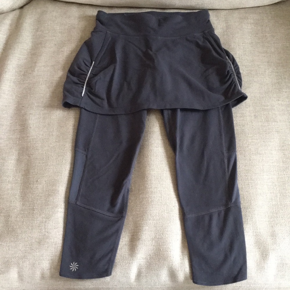Athleta women gray 2 in 1 capri skirt leggings XXS - Picture 1 of 8